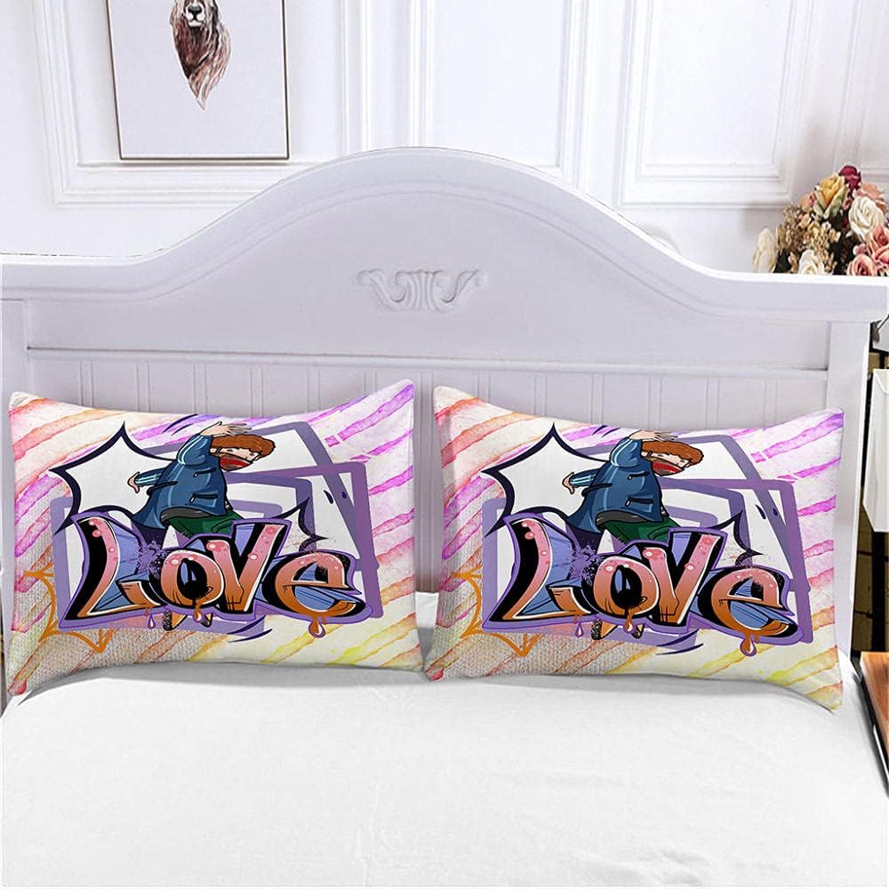 Zgqgmd スーパーキング羽毛布団カバー アニメ 色 線 文字 264 X 230 Cm 冬の豪華な柔らかい羽毛布団カバーキルト寝具セット枕カバー付き キング 寝具カバーセット サイズ 0 X 0 Cm Www Todapharma Com