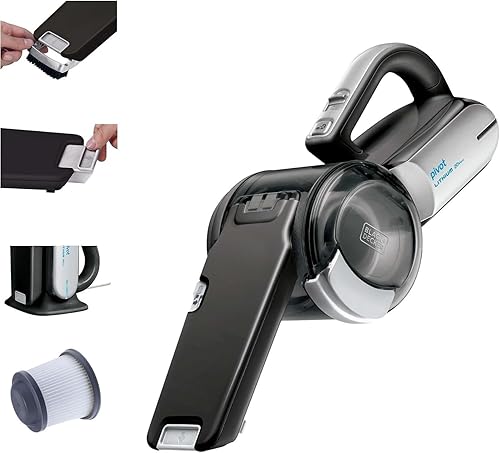 BLACKY DECKERR Dust Buster Pivot VAC Aspiradora de mano inalámbrica, aspiradora de mano para dormitorio, automóvil y hogar, portátil con herramienta