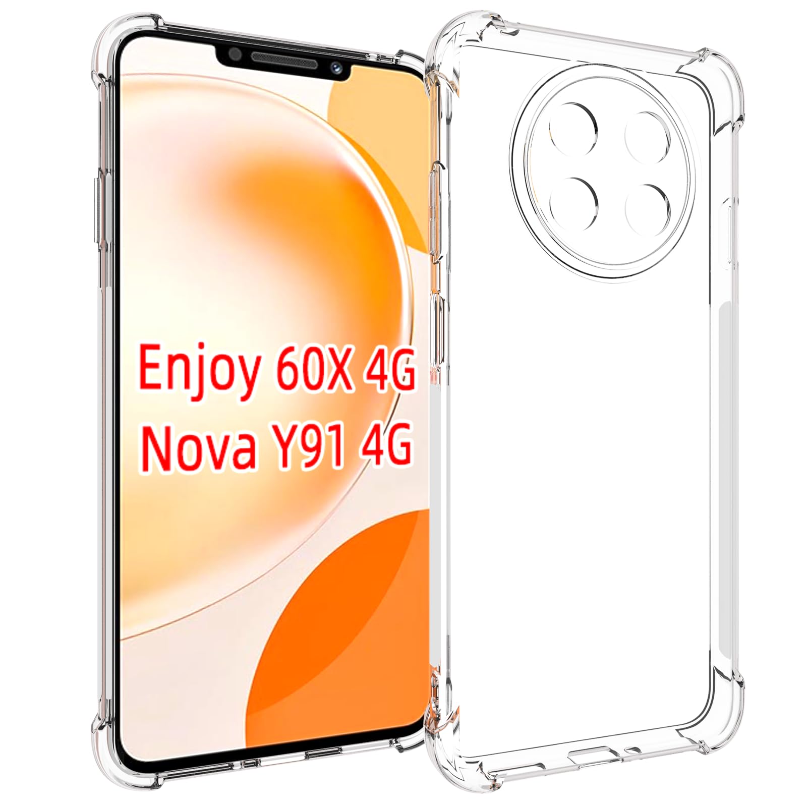 Case for Huawei Nova Y91 4G / Huawei Enjoy 60X 4G Clear TPU Four Corners Protective Cover Transparent Soft