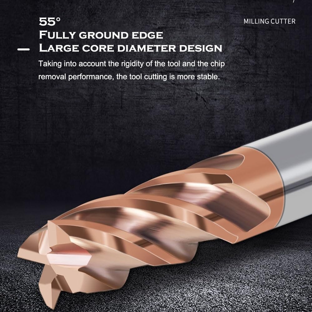 Broca de fresado de carburo - Fresa de esquina afilada de 4 flautas de acero de tungsteno Recubrimiento de bronce - Herramienta CNC - for acabado de desbaste de metal de aluminio (Size : D16*70*D16*1