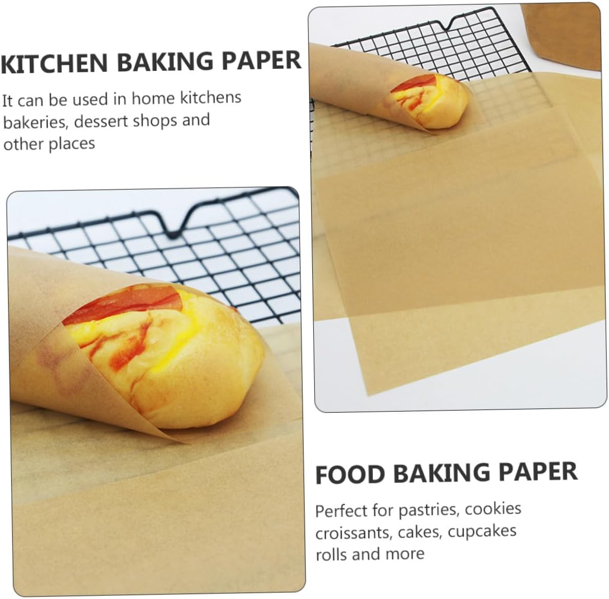 Unbleached Baking Paper Sheets 30x40cm Non-stick Parchment Paper for Kitchen Cooking and Baking 100pcs Box for Oven Grilling and Food Wrapping
