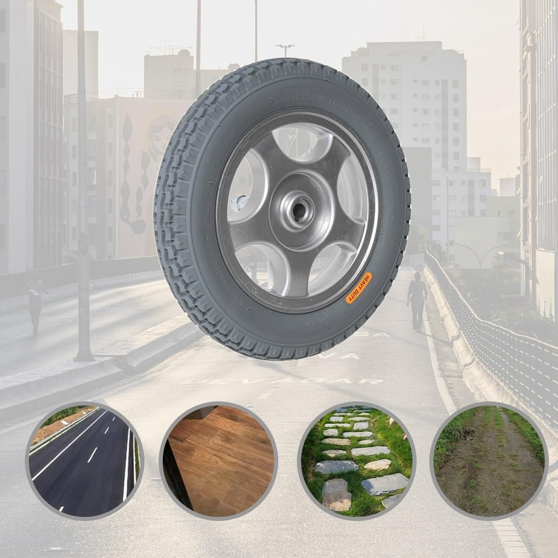 Para Tylne koła wózka inwalidzkiego 12 1/2x2 1/4, 12-calowe Koła Zamienne do Wózków Elektrycznych, Opony z Solidna Gumy z łożyskami 17 mm (5/8")