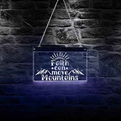 Miniatura 4 de Faith Can Move Mountains - Letrero de neón con luz LED, multicolor, letrero de acrílico religioso, emblema religioso, escritura de oración