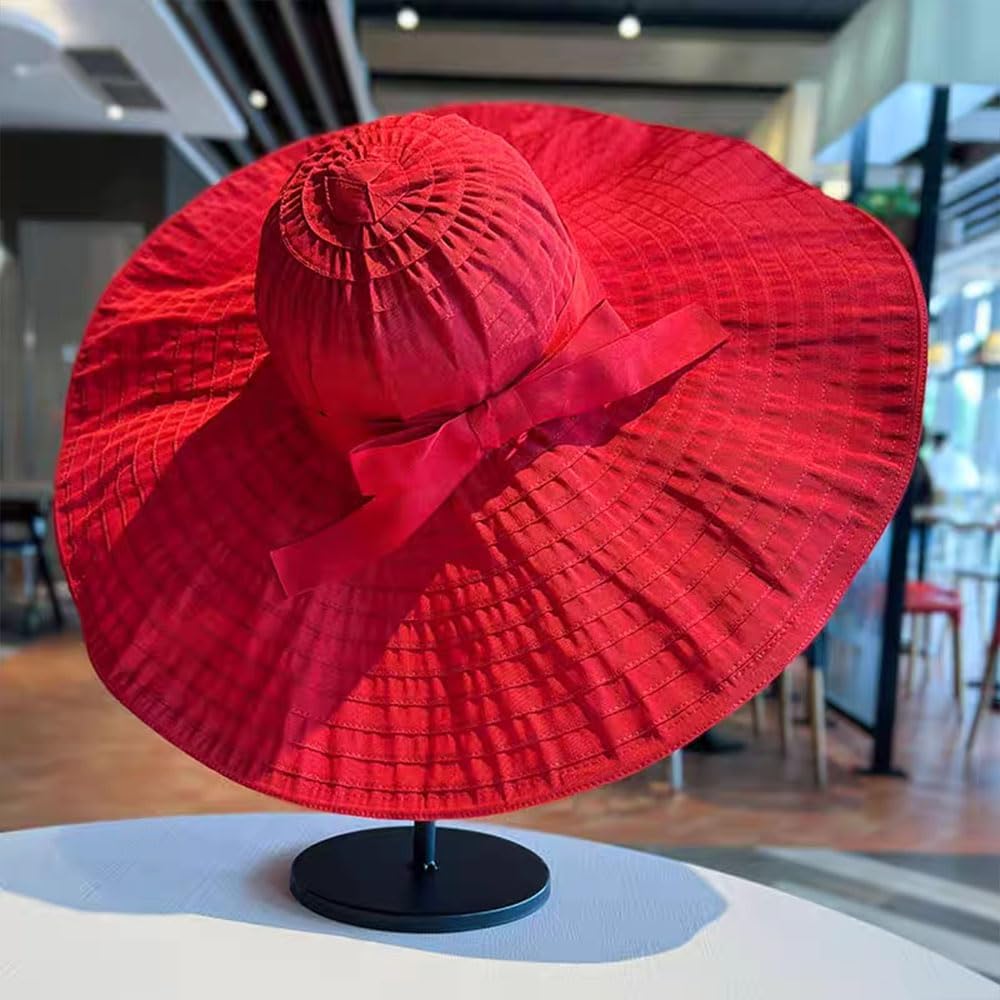 Oversized Sun Hats for Women Extra Large Wide Brim Beach Hat Foldable Roll up Floppy - Image 3