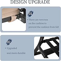 Vista 3 de Oakcloud Oakmont - Juego de 3 sillas mecedoras y mesa superior de cristal, cojines gruesos, acero negro (marrón)