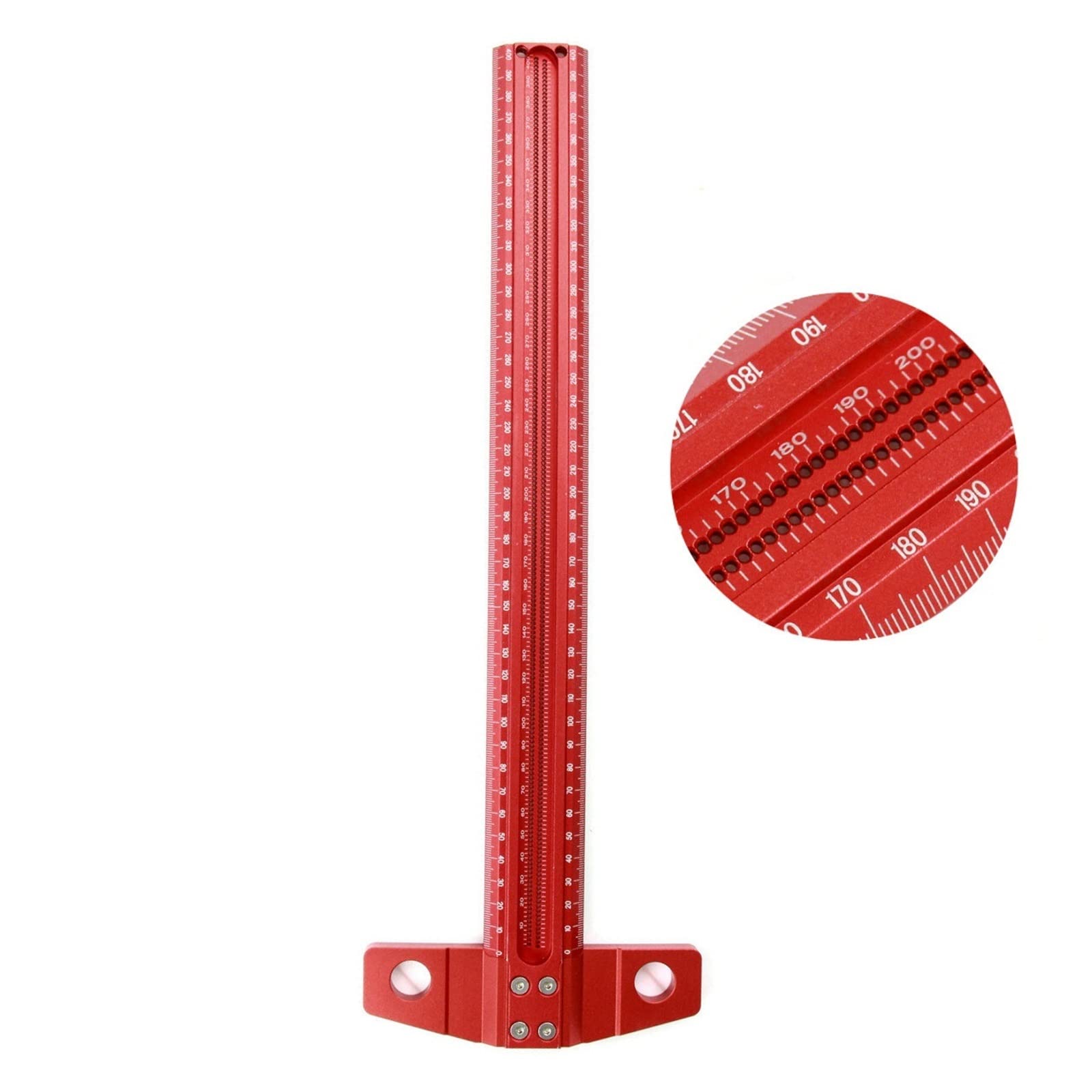 Rapporteur d'angle, Marquage de précision T-Ruler Alliage d'aluminium Travail du bois Scribe Marking Gauge Deluxe trou barré Règle de rayage Outils de mesure(400mm)