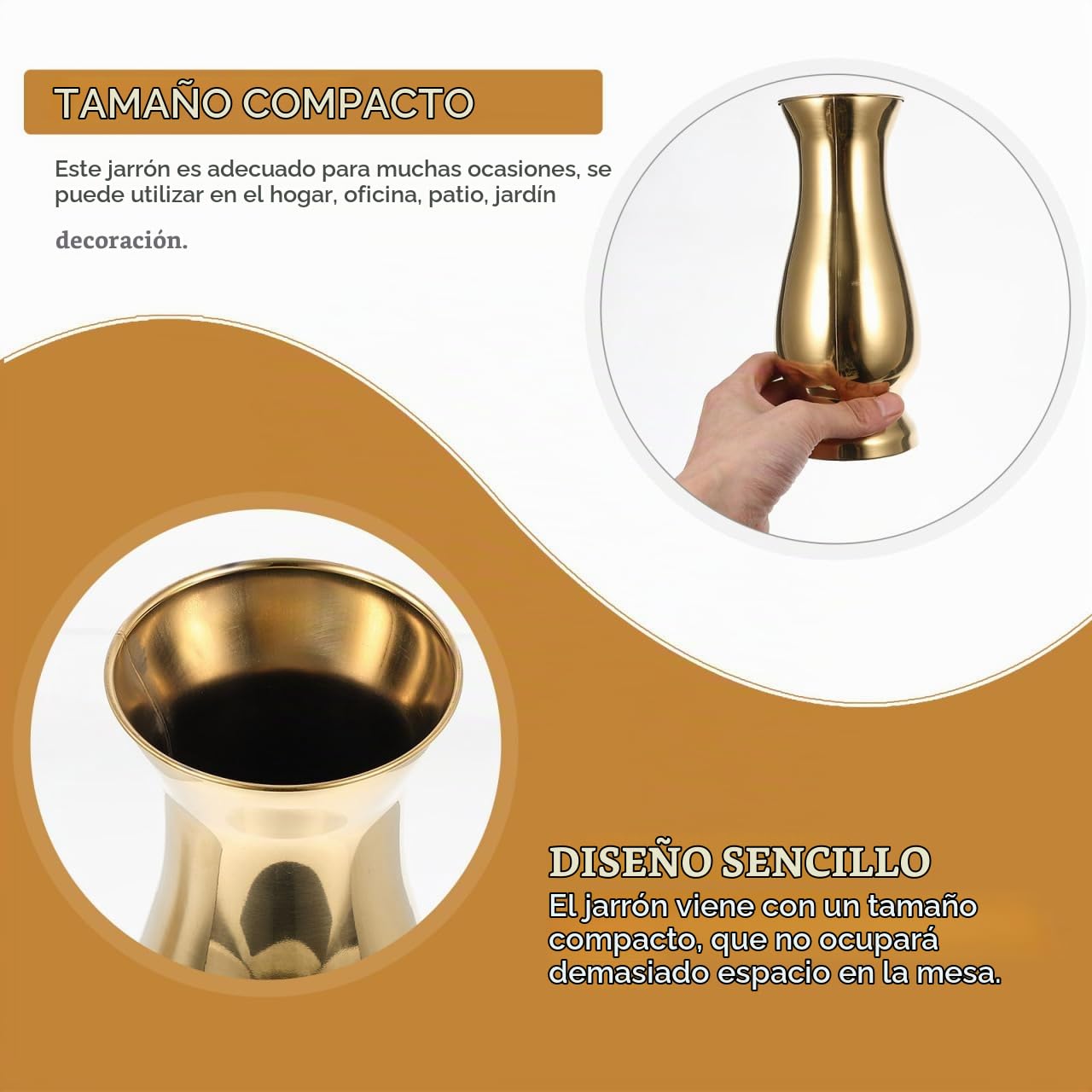 PRETYZOOM Jarrón De Metal Decorativo para Flores Secas Y Arreglos Florero De Mesa Compacto De 7.48 Pulgadas para Hogar Oficina Y Jardín Diseño Moderno Y Simple