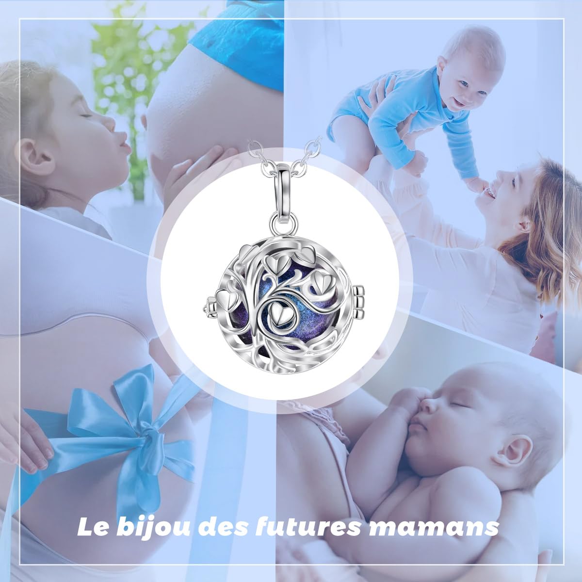 AEONSLOVE Bola Klangkugel Schwangerschaft Lebensbaum Kette Geschenke für Schwangere Werdende Mutter, 2 Ketten