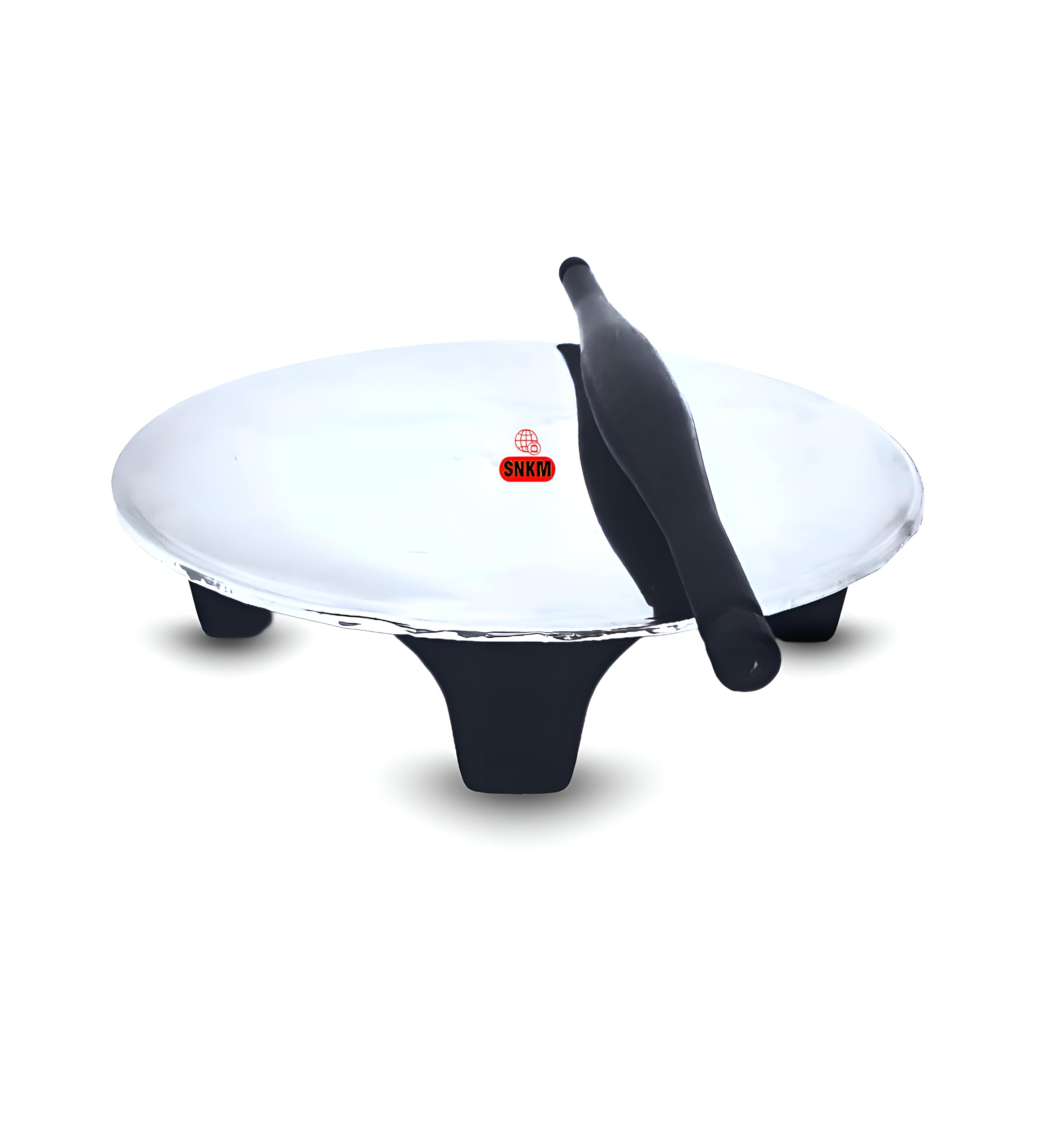 SNKM Stainless Steel Roti Maker Chakla with Heavy Plastic Leg, Plastic Rolling Pin Black Belan (Diamension: Chakla: L24.5 x W24.5 x H6 CM, Belan: L34 x W4 x H2.5 CM), Medium Size, Pack of 1 (B0D93S7XL9) Amazon Price History, Amazon Price Tracker