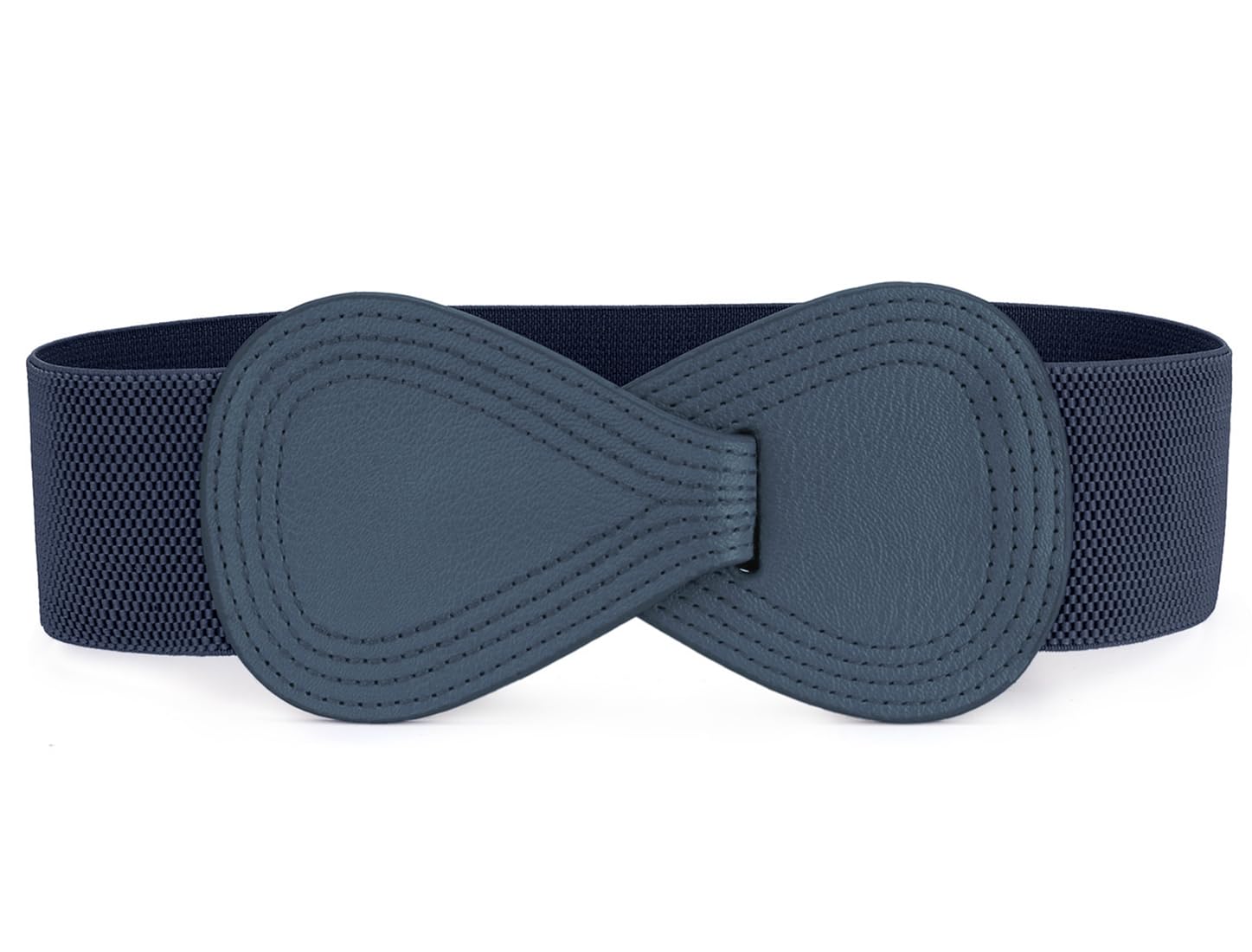 Allegra K Women's Wide Stretch Waist Corset Belt Figure-8 Buckle Faux Leather Elastic