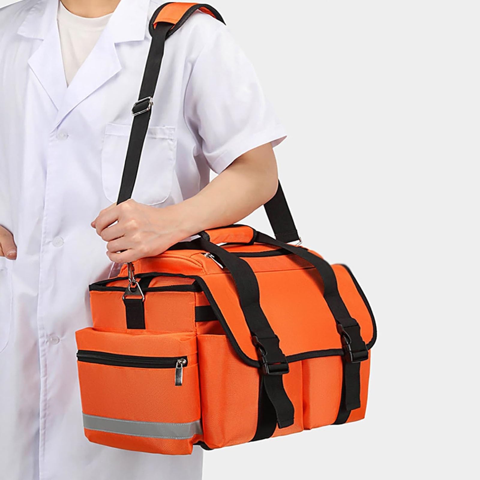 Kit di pronto soccorso medico borsa professionale per il primo soccorritore, borsa per il primo soccorso per emergenze a casa, all'aperto, in auto, in campeggio, sul posto di lavoro(Orange)