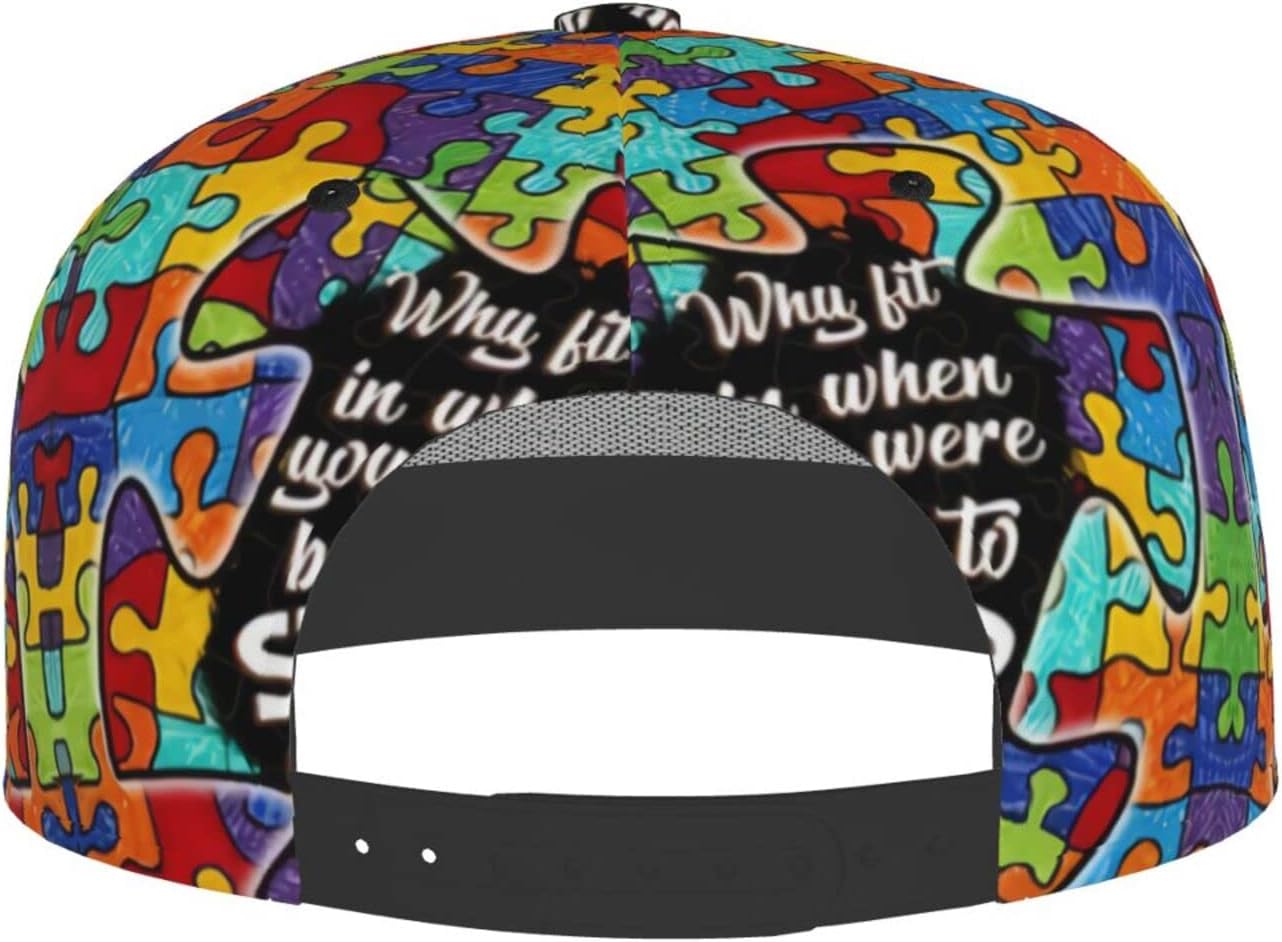 ASYG Autism Awareness Flat Bill Baseball Cap Autism Hats Autism Baseball Hats Adjustable Snapback Hats for Women Men