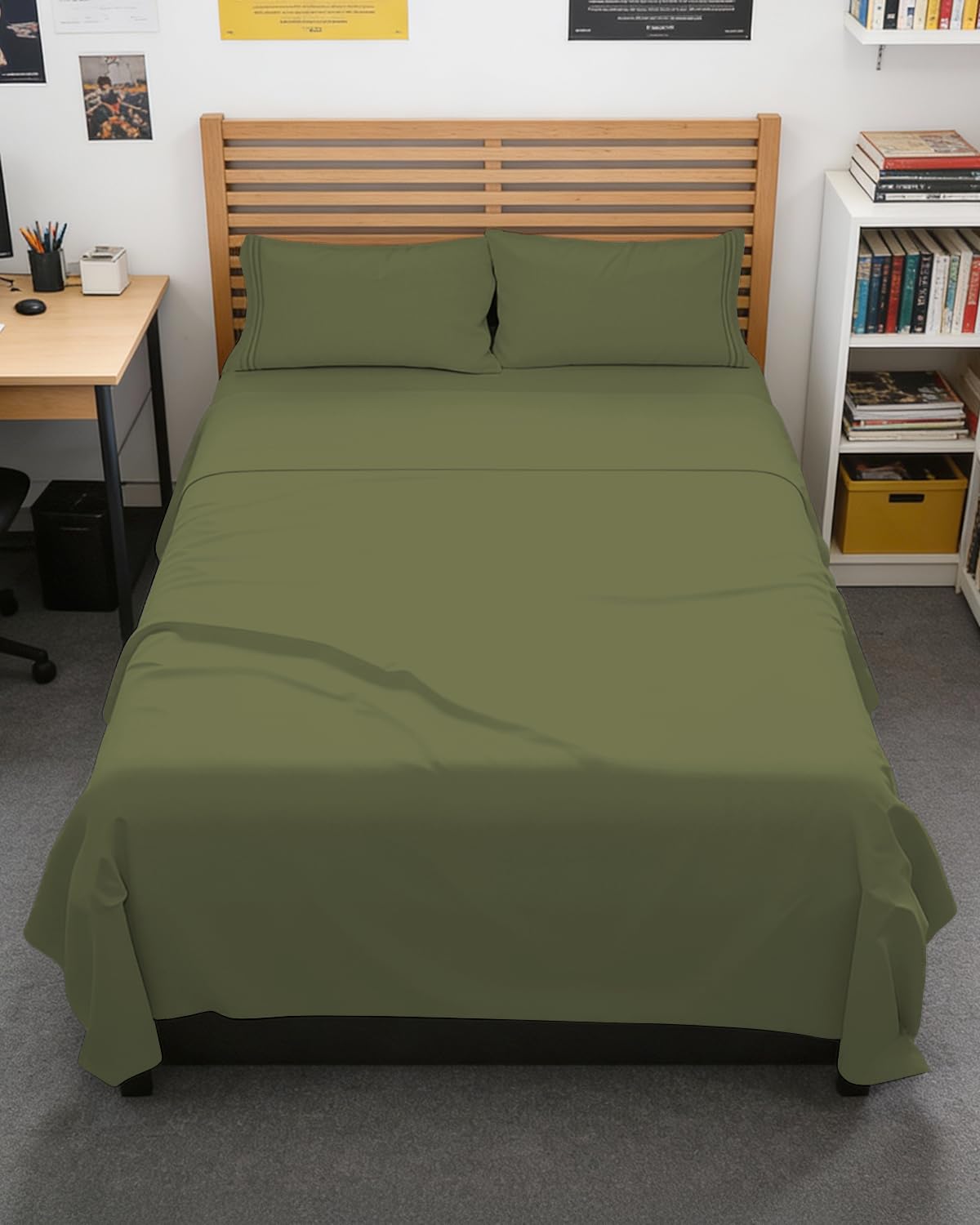 Full XL Sheets - 4 Piece Full XL Sheet Set - Cool &amp; Breathable - Sage Green