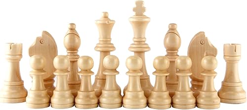 Miniatura 6 de Amerous Peones de ajedrez de madera con piezas de ajedrez de madera de 4.55 pulgadas de rey naturaleza, figura tallada a mano, estilo francés