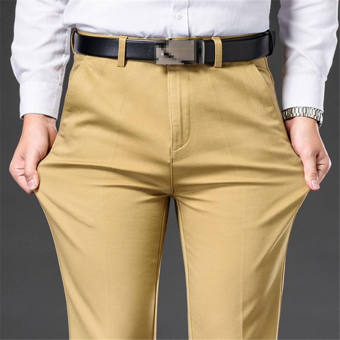 Vogrtcc Pantalones Rectos Holgados De Peso Medio para Hombre, Informales, De Negocios, De Cintura Alta, Elásticos, para Oficina