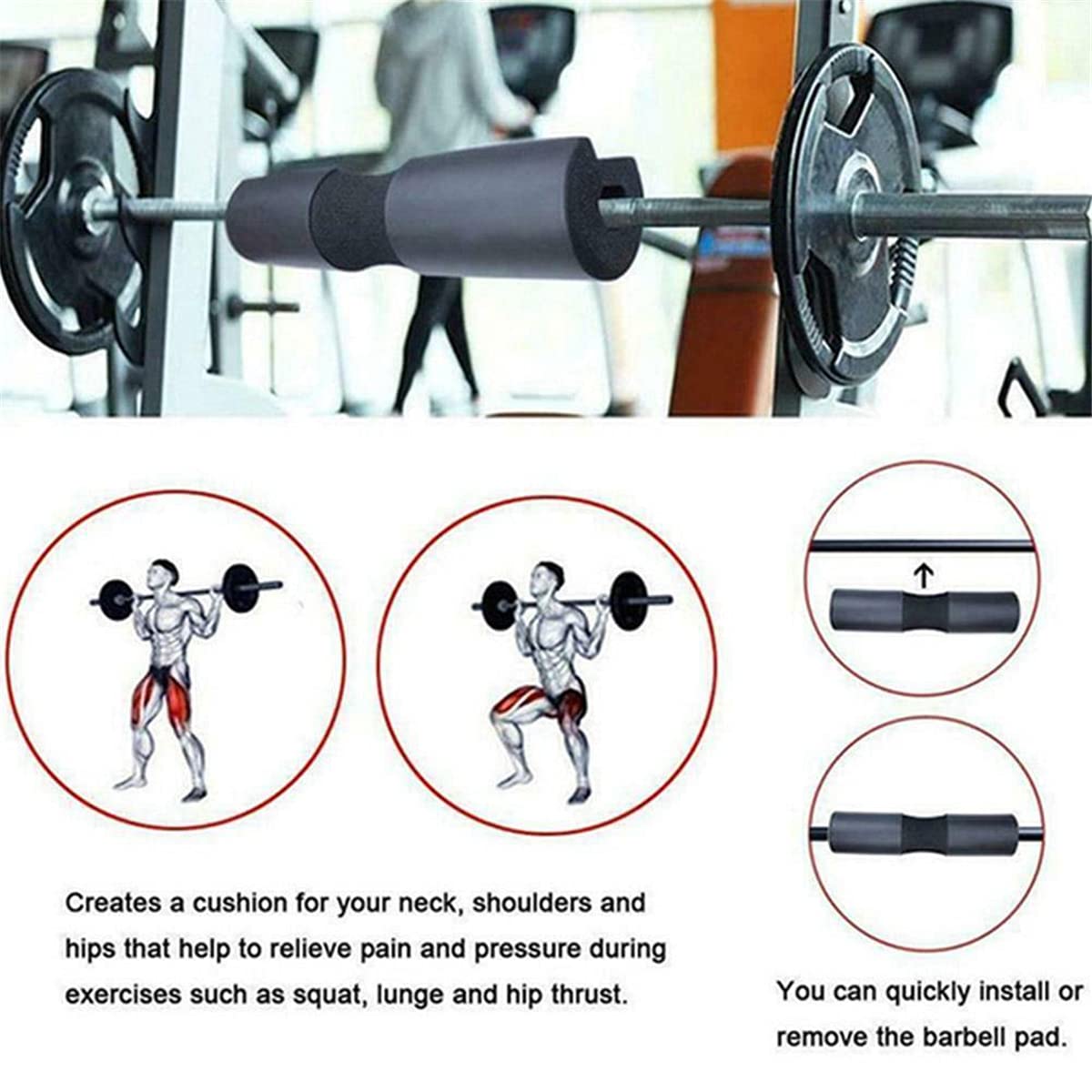 Amazon｜バーベルスクワットパッド - バーベル保護カバー フィットネス