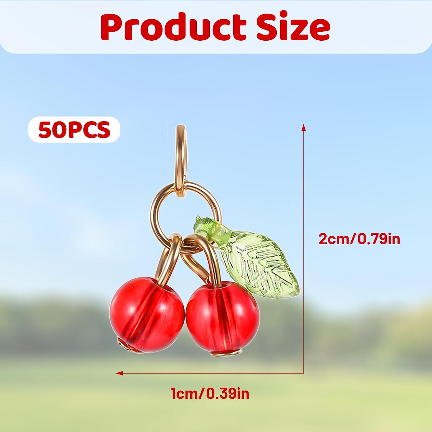 Tyqour 30 Pcs Red Cherry Charms Bulk 3D Mini Glass Fruit Charms for Jewelry Making Fruit Cherry Beads Pendants for Earrings Necklace Bracelet Anklet DIY Craft