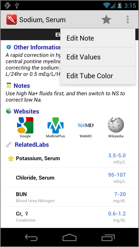 Pocket Lab Values - App on Amazon Appstore