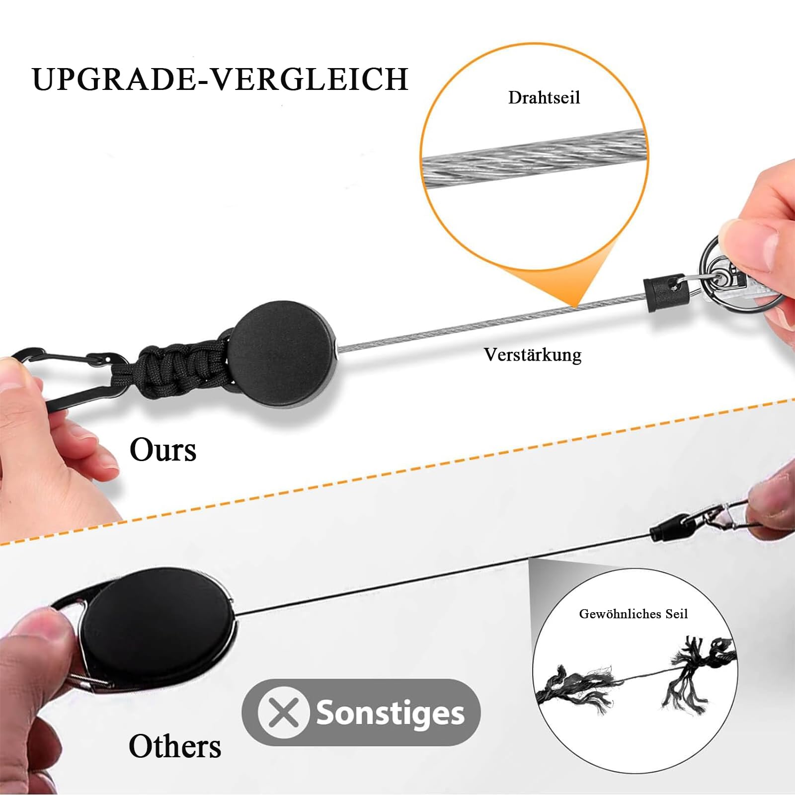 Fhlbestyu 2/4 PCS Portachiavi Allungabile Porta Badge, Cordino Estraibile JoJo con Corda in Acciaio da 60 cm, Portachiavi Retrattile con Moschettone Forte Corda a Molla