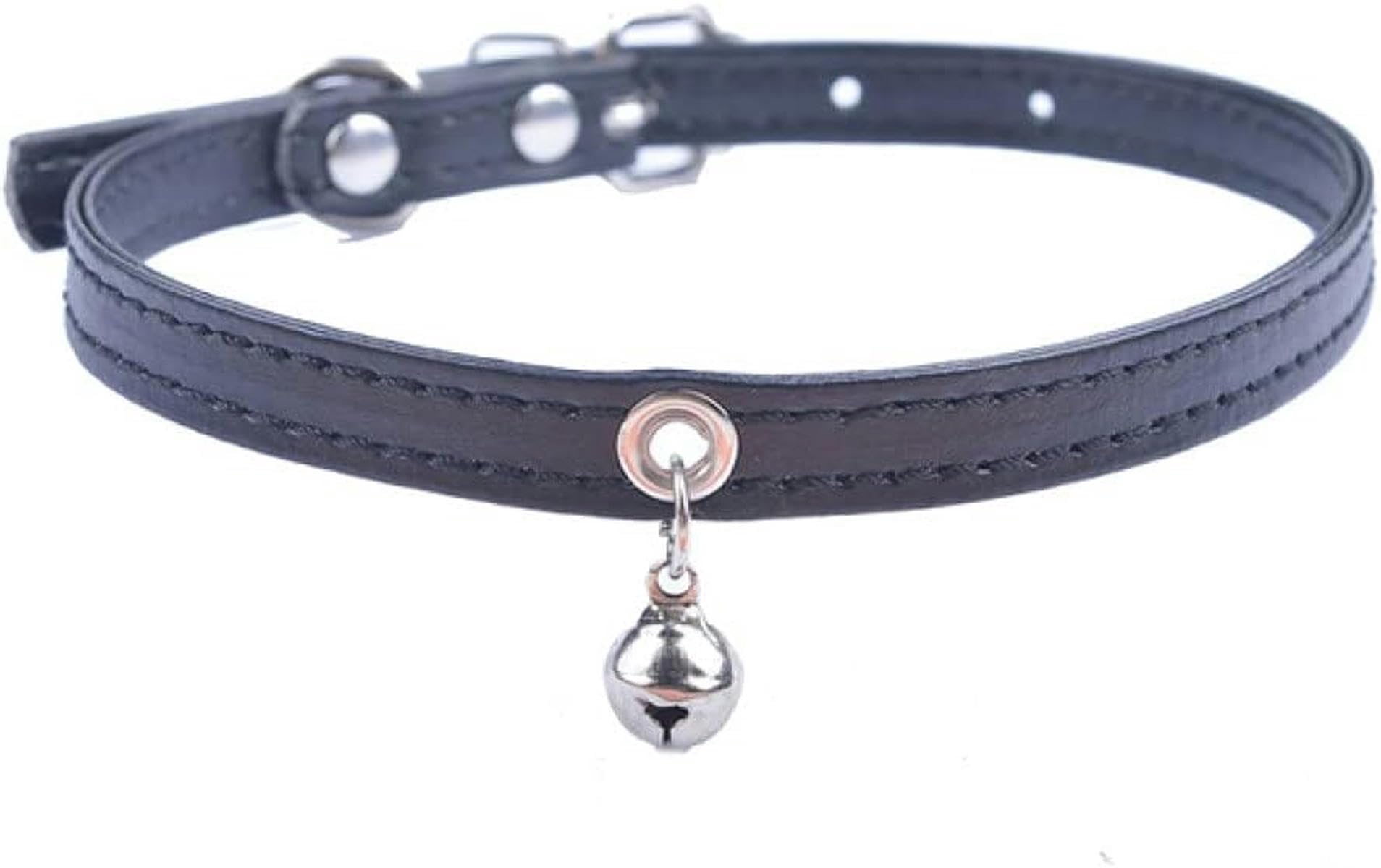 Collier réglable pour petits chiens et chats XXS-S avec clochette noire de 25 cm