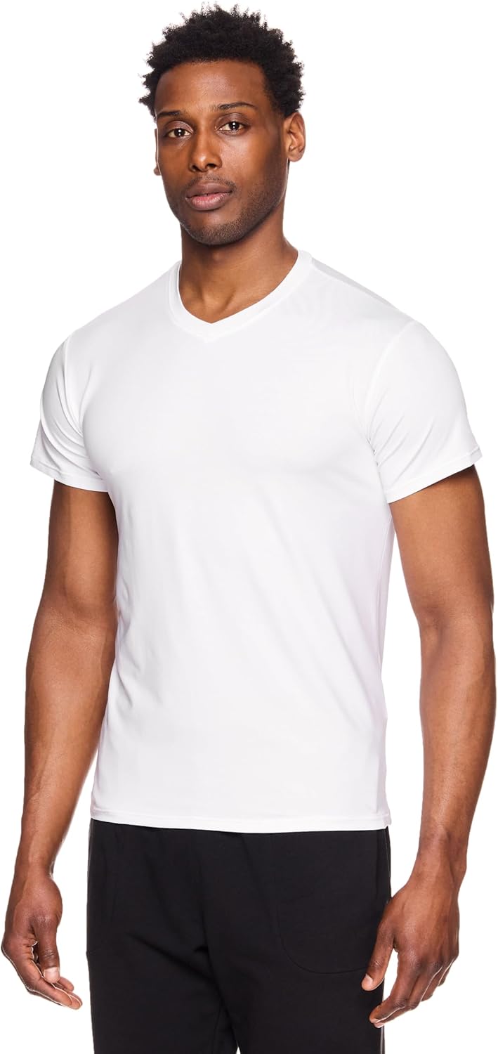 RBX Active Men's V-Neck Undershirts, Short Sleeve Soft and Breathable 2-Pack Moisture Wicking T-Shirts for Men - Image 3