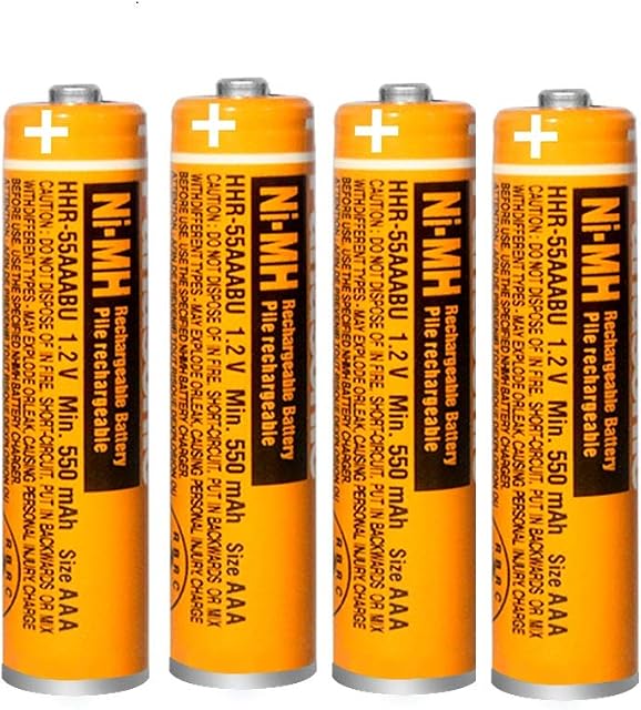 Paquet de 4 HHR-55AAABU NI-MH Remboursé AAA Piles 1.2V 550mAh AAA Batterie rechargeable pour téléphones sans fil Panasonic