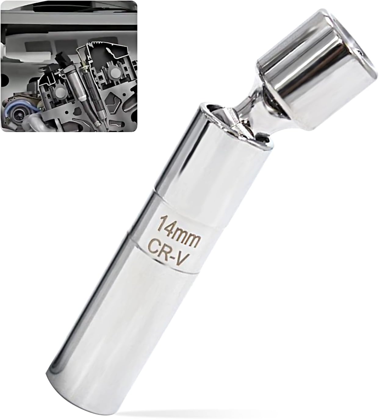 UGSHY 1 PC Car Spark Plug Sleeve, Durable Metal Vehicle Spark Plug Installation Tool Replacement, Universal Waterproof Automotive Spark Plug Driver for Motorcycle Car SUV Truck (Silver #0.55In)