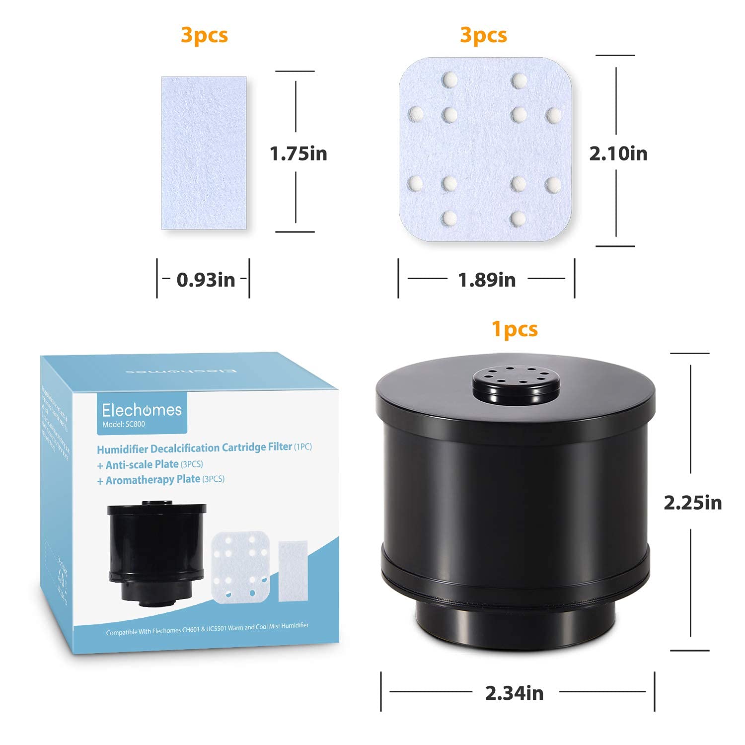 Elechomes Humidifier Replacement Filter, Mineral Absorption Cotton Pads