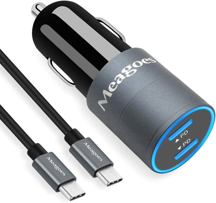 USB C Car Charger, Compatible for Samsung Galaxy S20 Plus/Ultra/S10/S9, Note 10/9/8/A50/A70, LG Stylo 5/4, Moto Z4/Z3/G7/G6, 36W 2-Port Power Delivery Fast Car Adapter, with 3.3ft Type C Cable