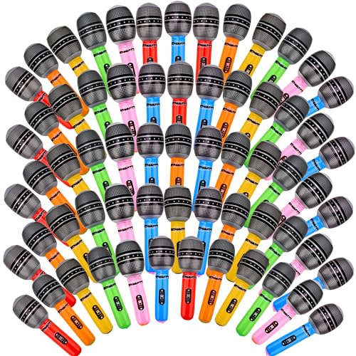 Feradny 64 microfoni gonfiabili giganti in colori assortiti per microfoni gonfiabili giocattoli di plastica per concerti musicali feste a tema giochi di ruolo forniture per decorazioni per feste
