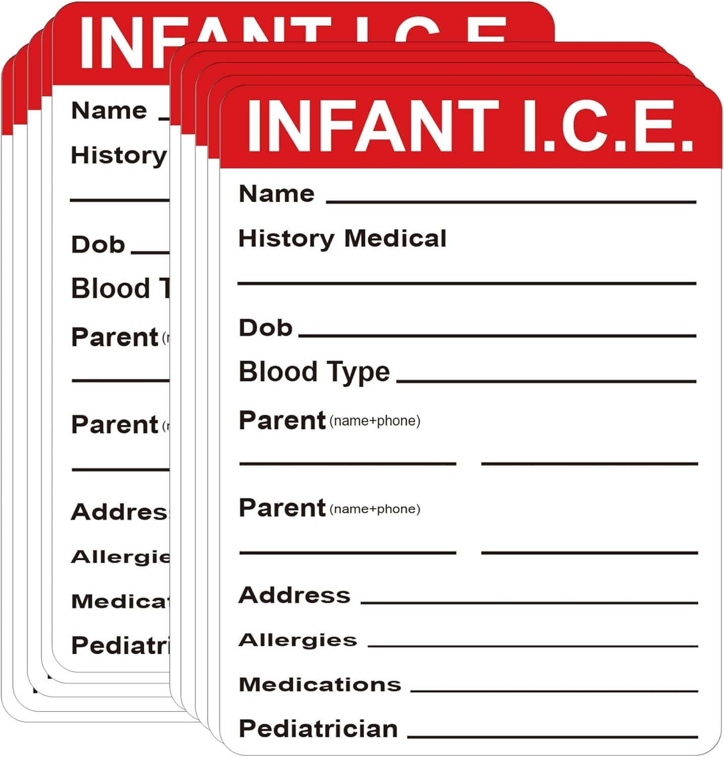 25 Pcs Infant I.C.E.(in Case of Emergency) Car Seat Sticker