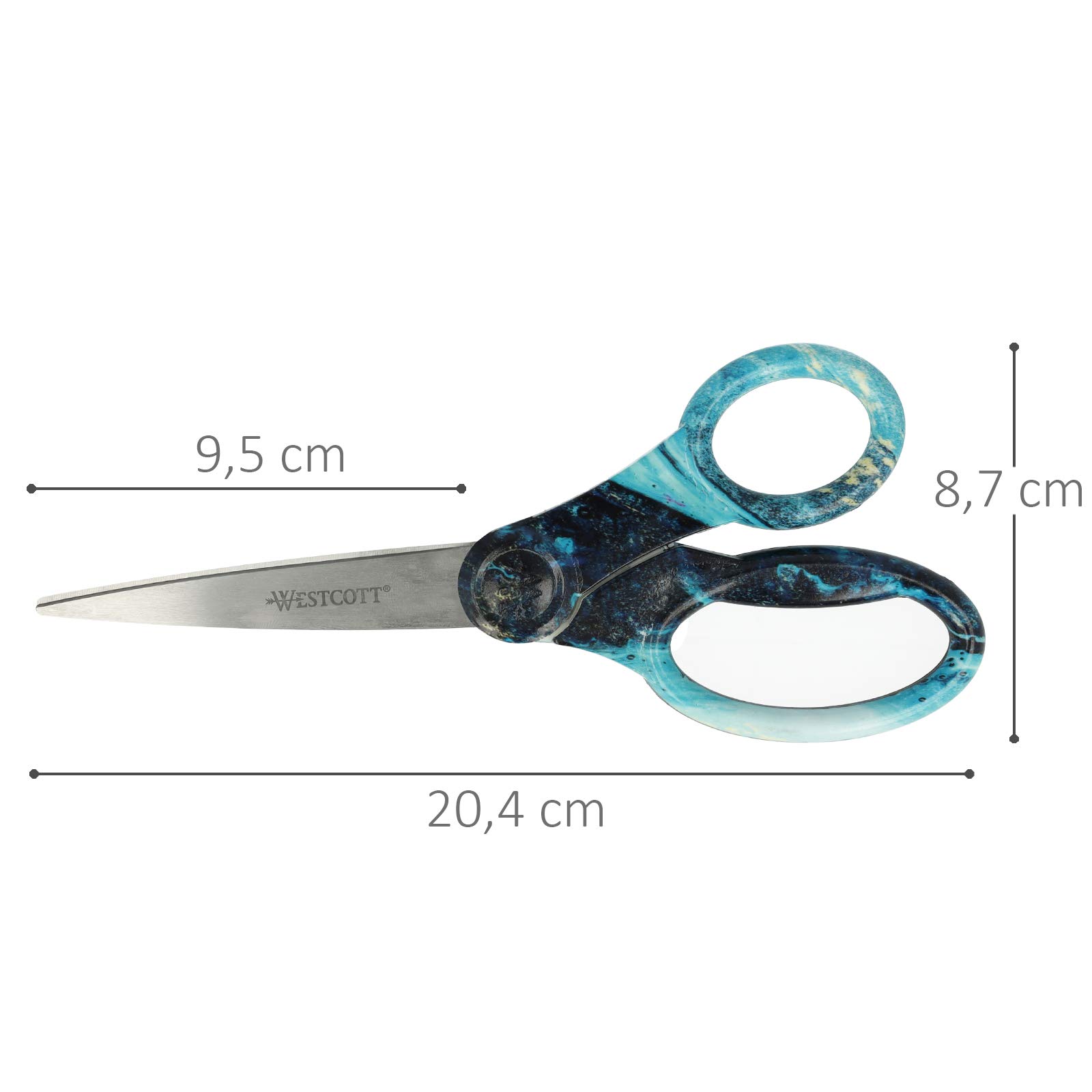 Westcott Pouring Art and Marble Effect Scissors - Universal Scissors with Stainless Steel Blades and Plastic Handles - 8