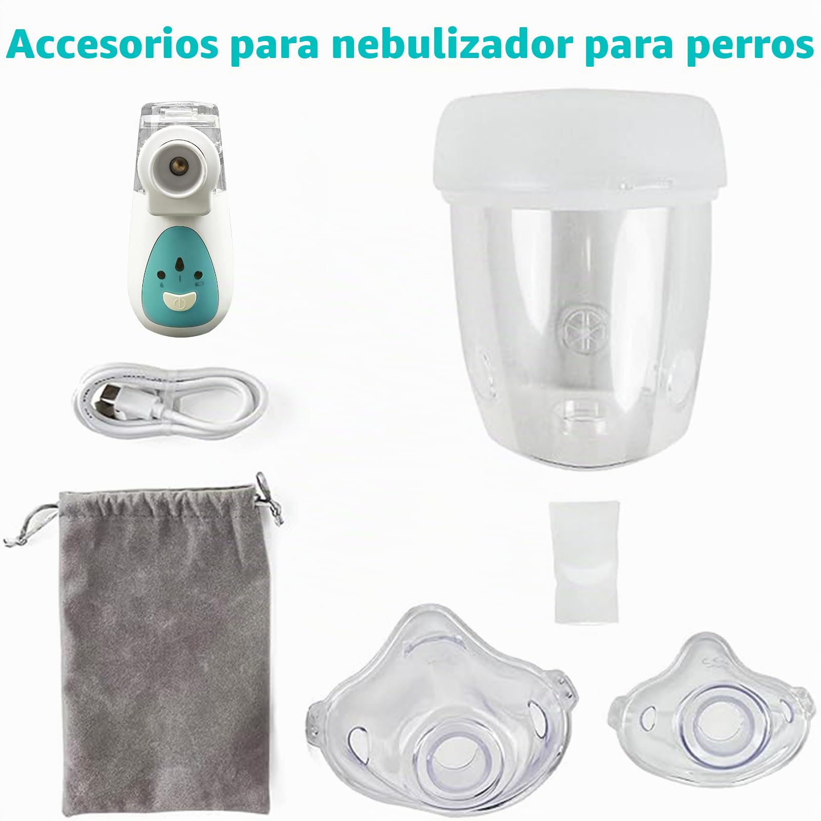 Nebulizador para Perros, nebulizador para Perros y mascarilla de inhalación, silencioso, Apto para Perros, Verde (M)