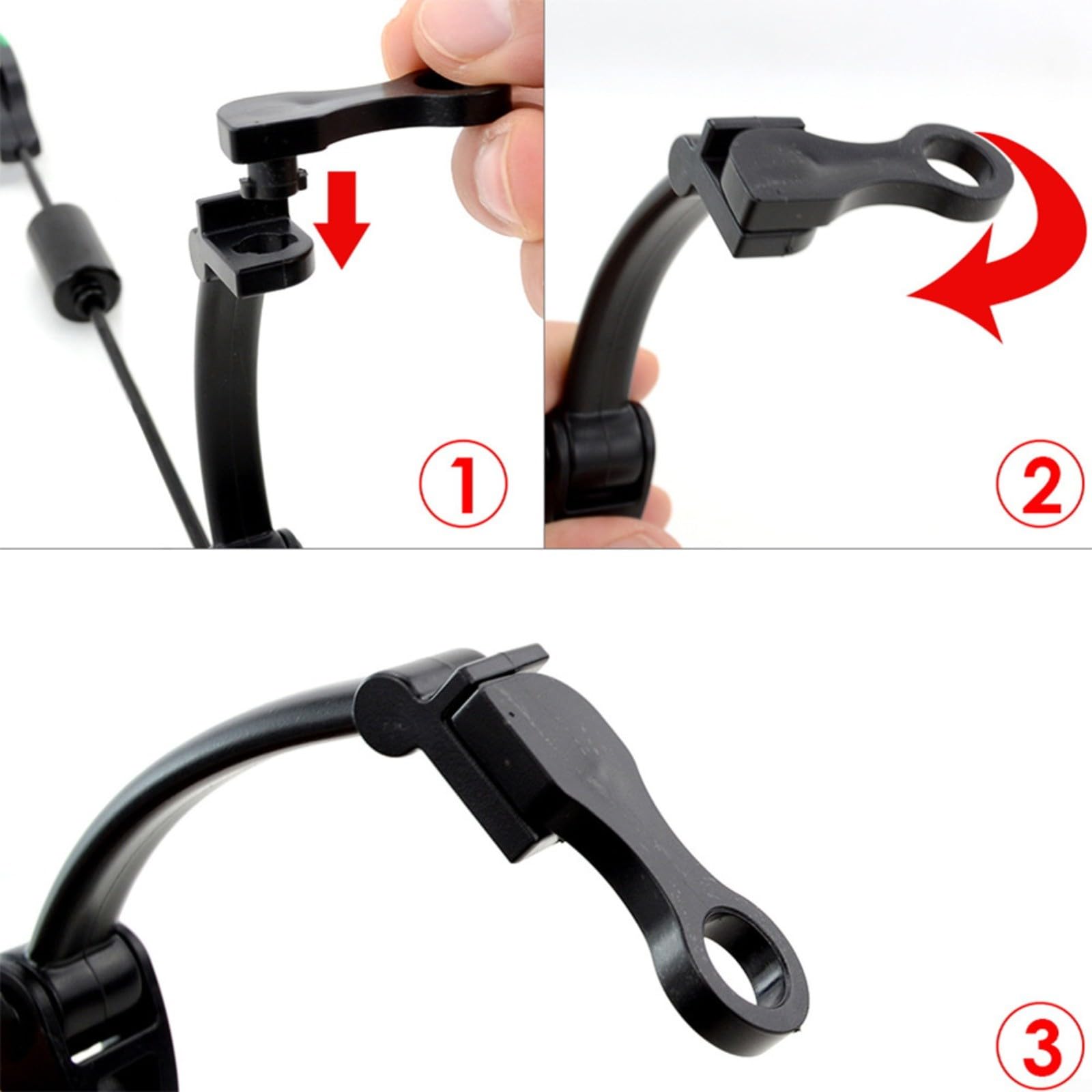 Lot de 4 détecteurs de touche pour pêche à la carpe avec indicateurs lumineux LED, tête en plastique en acier inoxydable, siège de base amovible pour la pêche de nuit