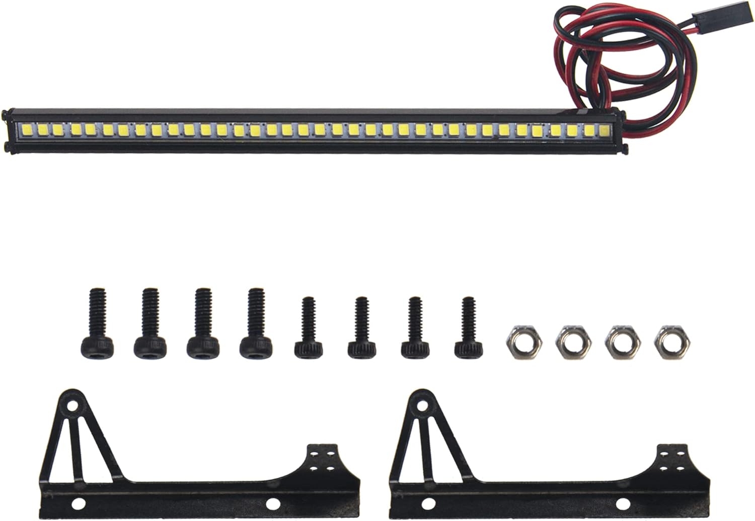 5.9" RC 36Led LED Light Bar Roof LED Lamp Body Shell Roof Light Compatible with Traxxas TRX-4 SCX10 90046 D90 SCX10 II CC01 Redcat Gen7 1/10 RC Crawler Car Truck (Wrangler Bracket)