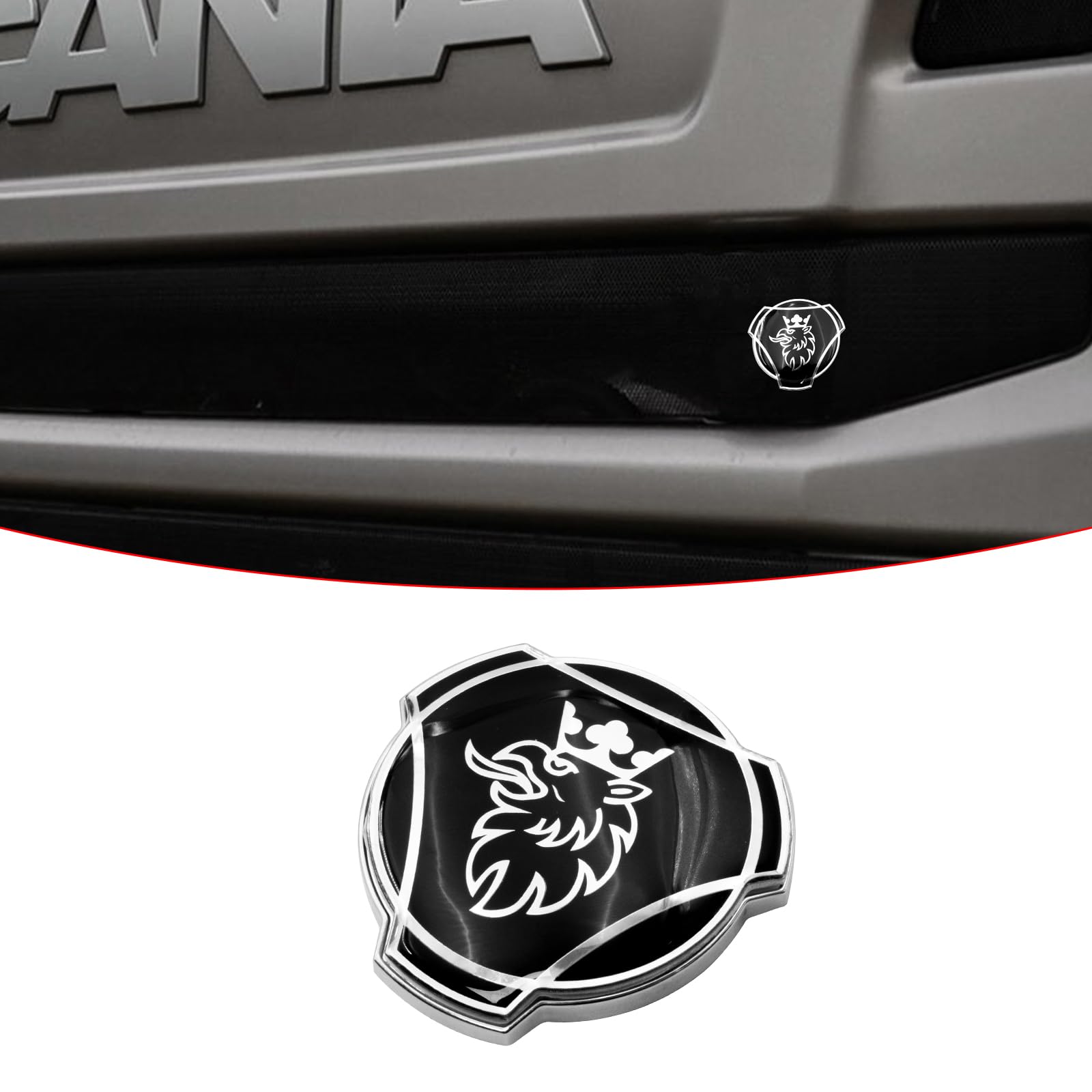 1 Stuk Nieuwe Custom Griffin Zilveren Kroon Embleem Voor Scania Truck Front Grille Badge Embleem Vervanging Exterieur Accessoires 1401610 (zwart