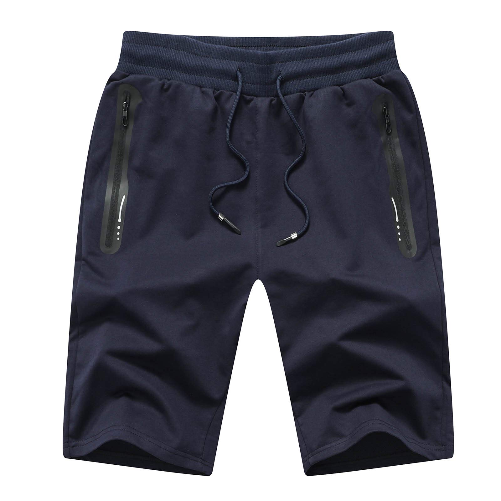 JustSun Sport Shorts Kurze Hosen Herren Baumwolle Mit ReißverschlussTaschen
