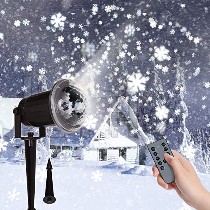 Photo 1 of Christmas Snowflake Projector Lights Outdoor Indoor Snow Storm Waterproof LED Snowfall Projection Lamp for Christmas Theme Party Holiday Halloween Home Birthday Party Holiday Garden Decoration