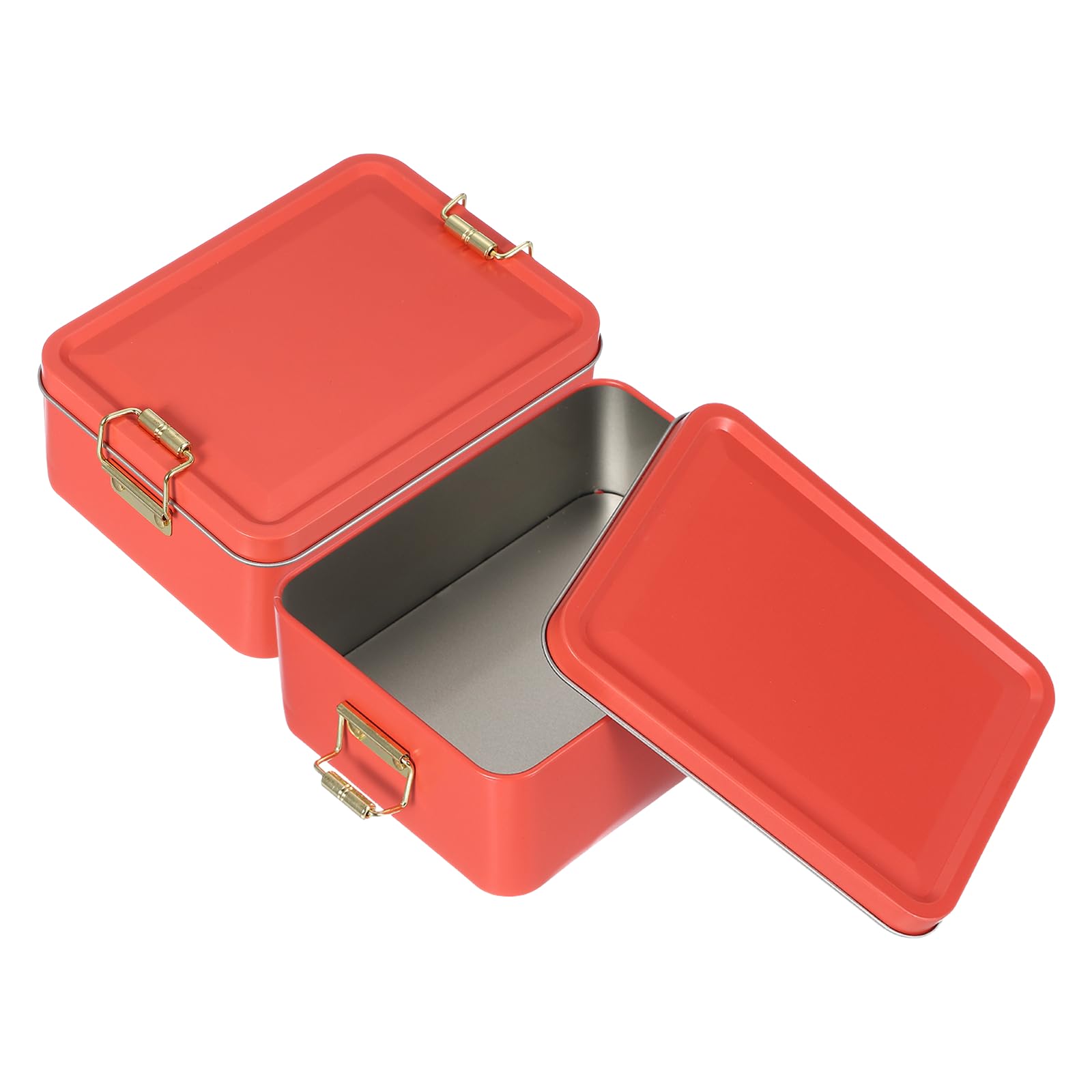 Boîtes rectangulaires en fer blanc par 2, boîtes vides avec couvercles pour le rangement de maison