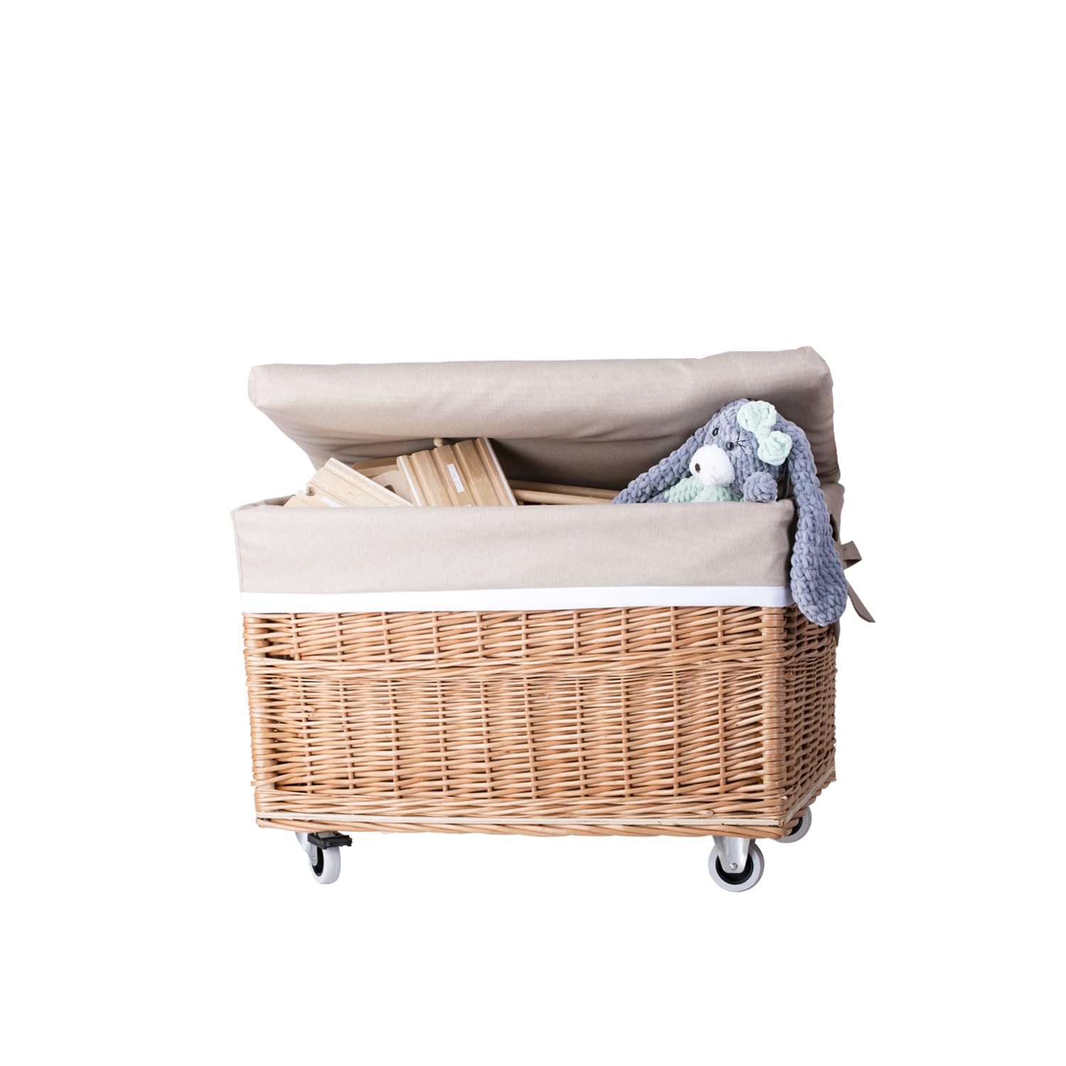 Cajón, cesta grande, cesta, maletero, caja de almacenamiento de mimbre (natural, beige)