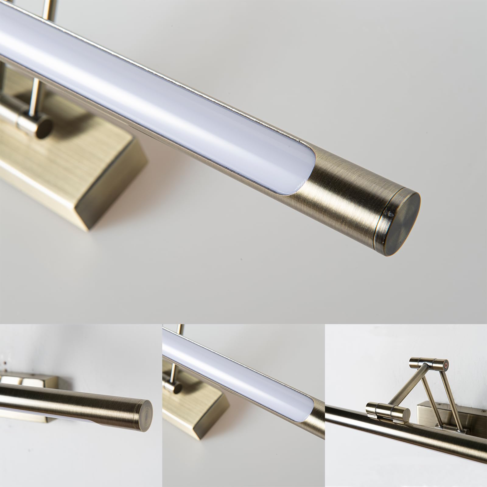 Alpinaluz Aplique LED para Cuadros 60 cm 12W en Aluminio Color Cobre Envejecido – Brazo Doble Articulado Orientable en 3 Ejes, Luz Cálida 2800K, Diseño Moderno Elegante para Iluminación Interior