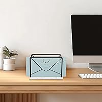 Vista 5 de Modern Mail Holder for Home Office, Metal Letter Organizer Sorter for Desk, Cutout Mail Envelope Design, Bill Filling Paper Document Rack, Envelope