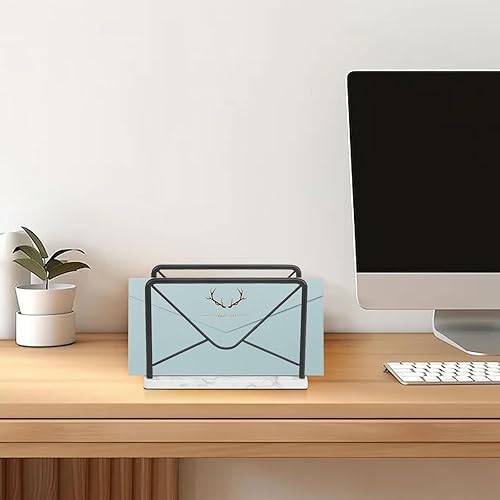 Miniatura 5 de Modern Mail Holder for Home Office, Metal Letter Organizer Sorter for Desk, Cutout Mail Envelope Design, Bill Filling Paper Document Rack, Envelope