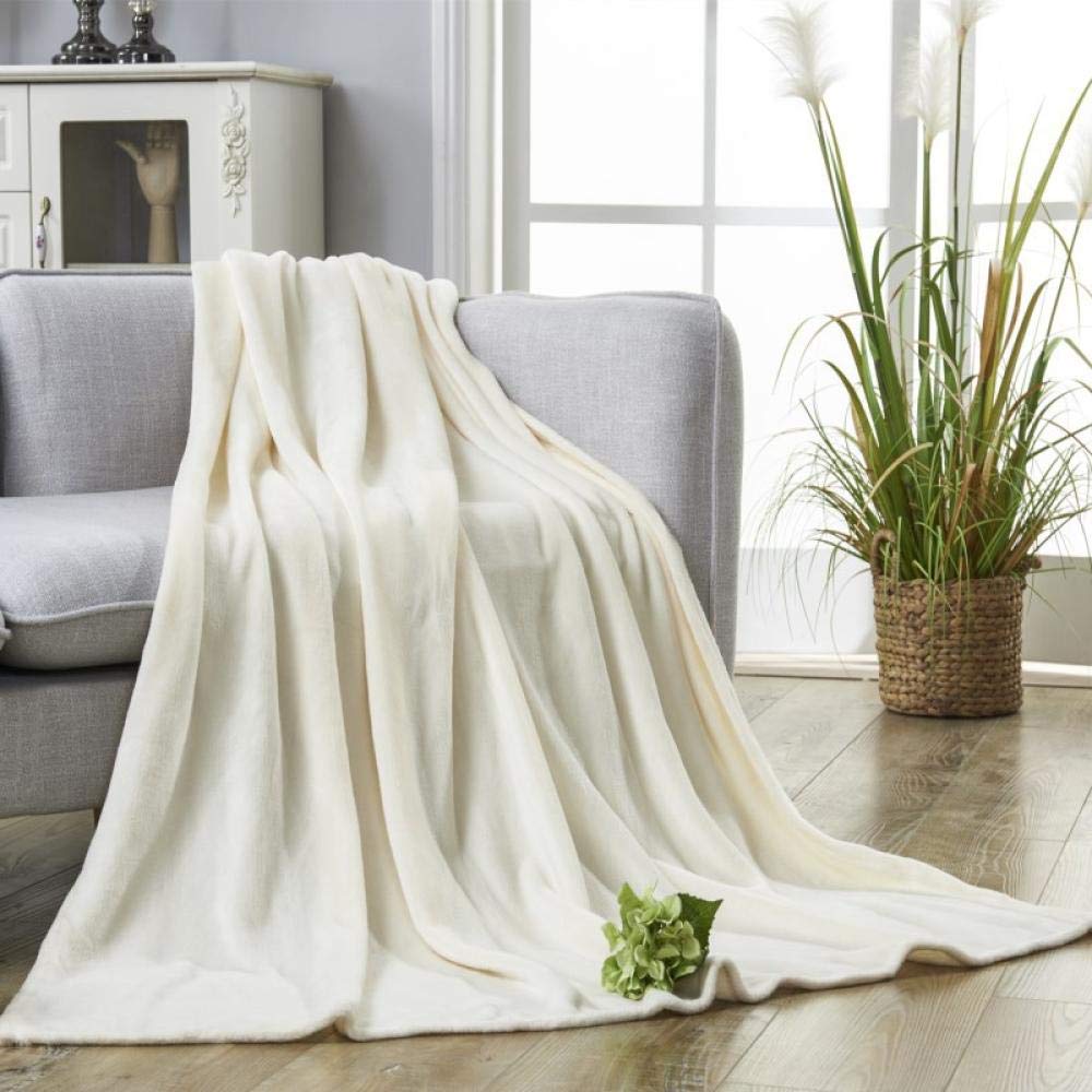 Couverture en flanelle de couleur unie blanc linge de lit luxe 150x200cm