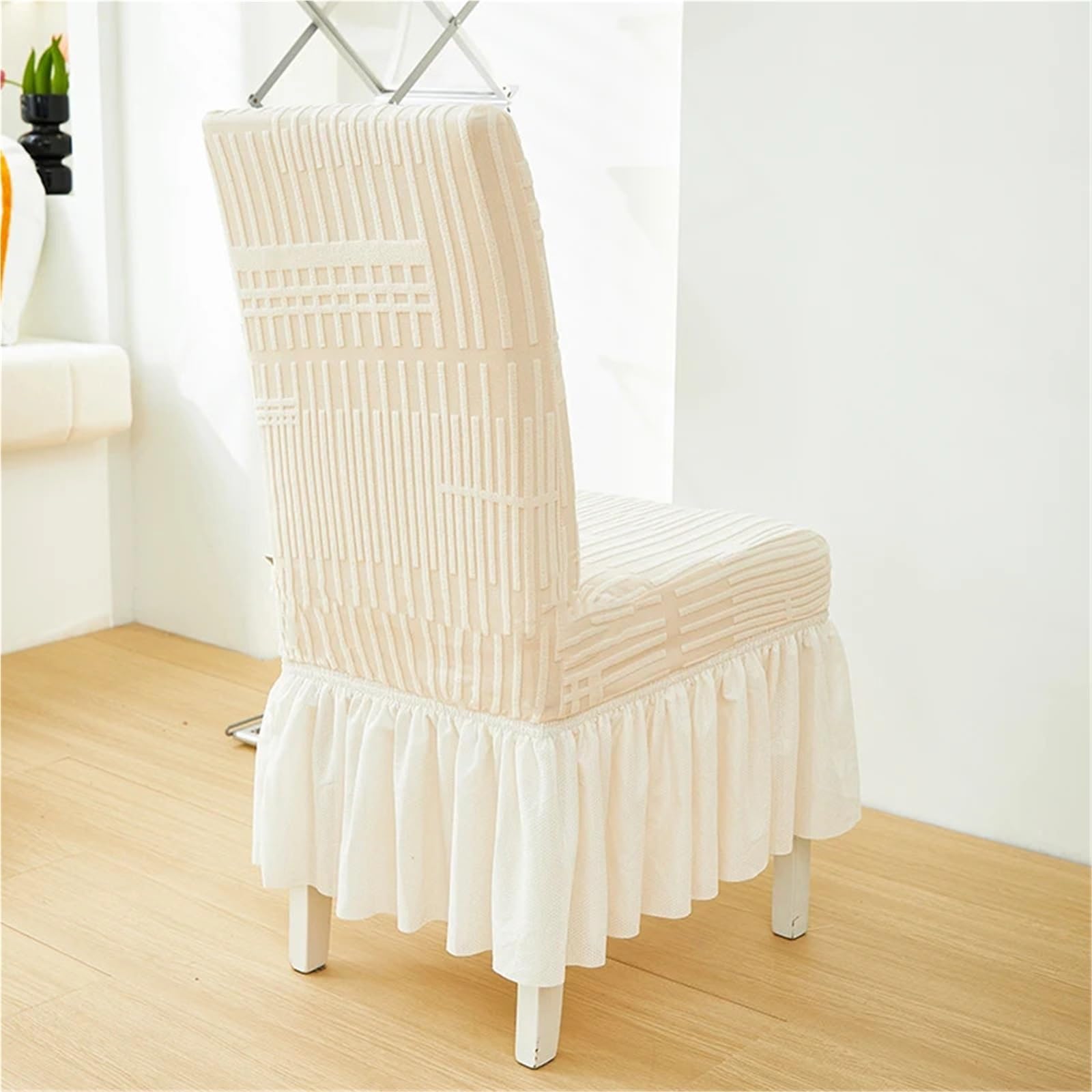 Fundas para sillas de comedor modernas. Falda for silla de comedor, asiento antideslizante elástico for banquete, restaurante, cocina y fiesta, 6 uds(A2 Khaki)