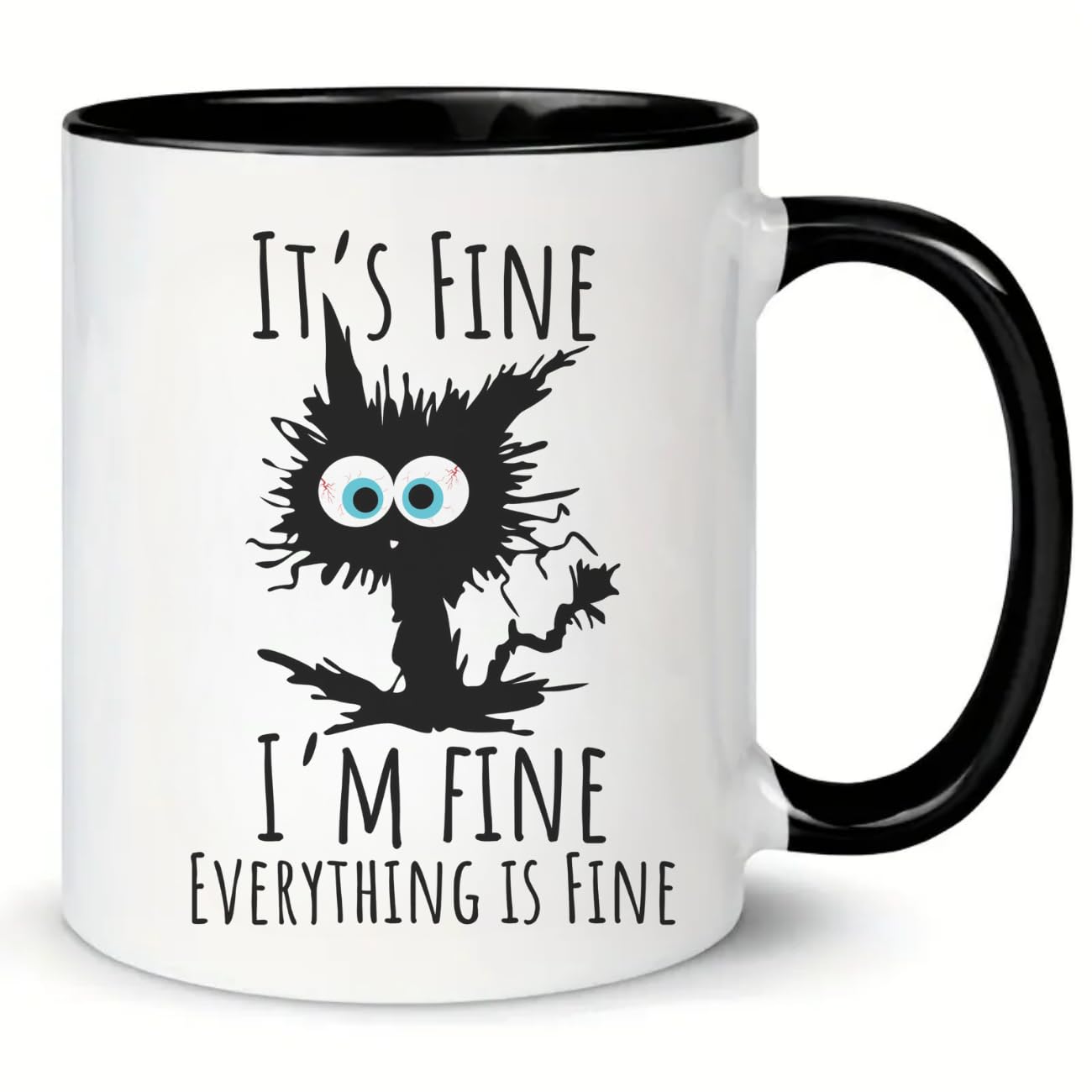 MissDaisy-It's Fine I'm Fine Everything is Fine Funny Coffee Mug Cute Cat Funny Gift for Work, Office, Christmas, and Parties