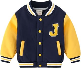 Chaqueta de Béisbol para Bebé Niños, Varsity Style R J Abrigo para Otoño-Invierno