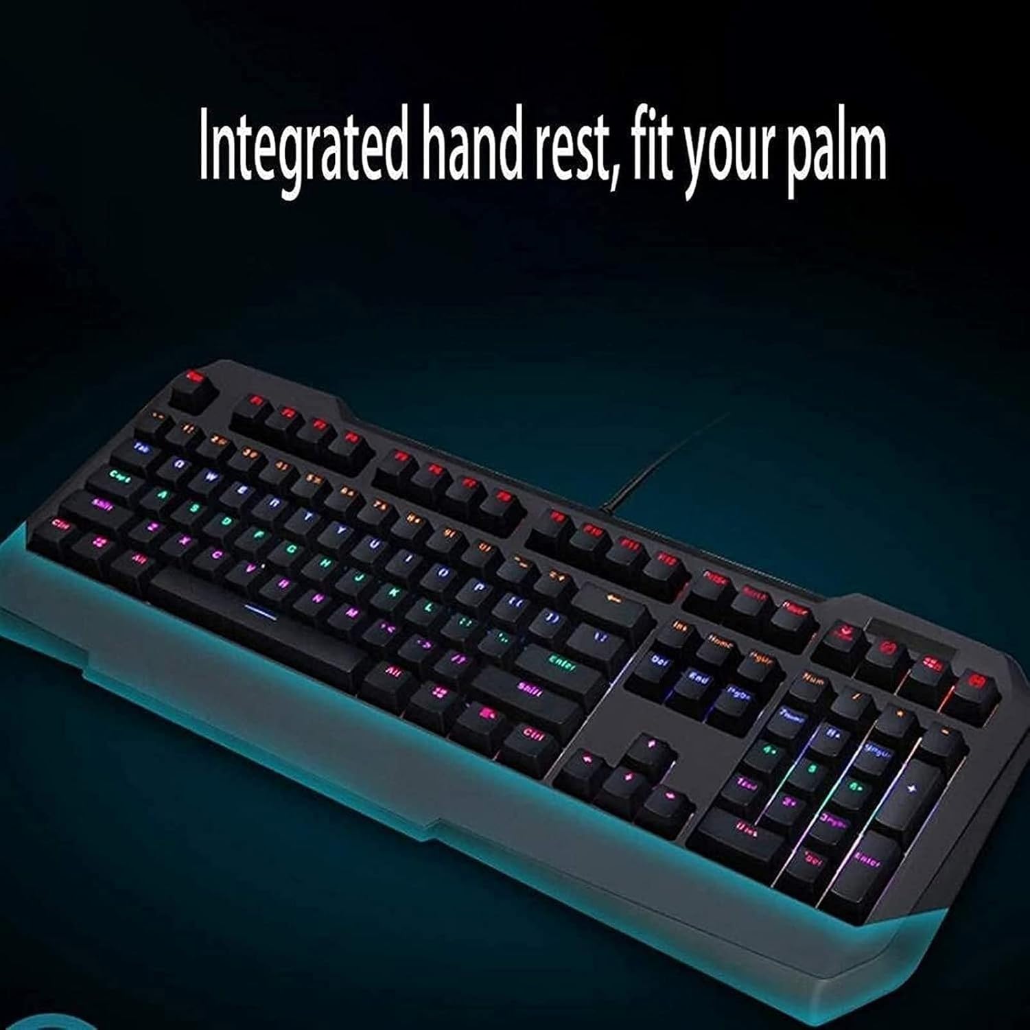 Tastiera Meccanica da Gaming USB Wired, Full-Size con Retroilluminazione RGB Mista, Anti-Fantasma per Ufficio e Videogiochi