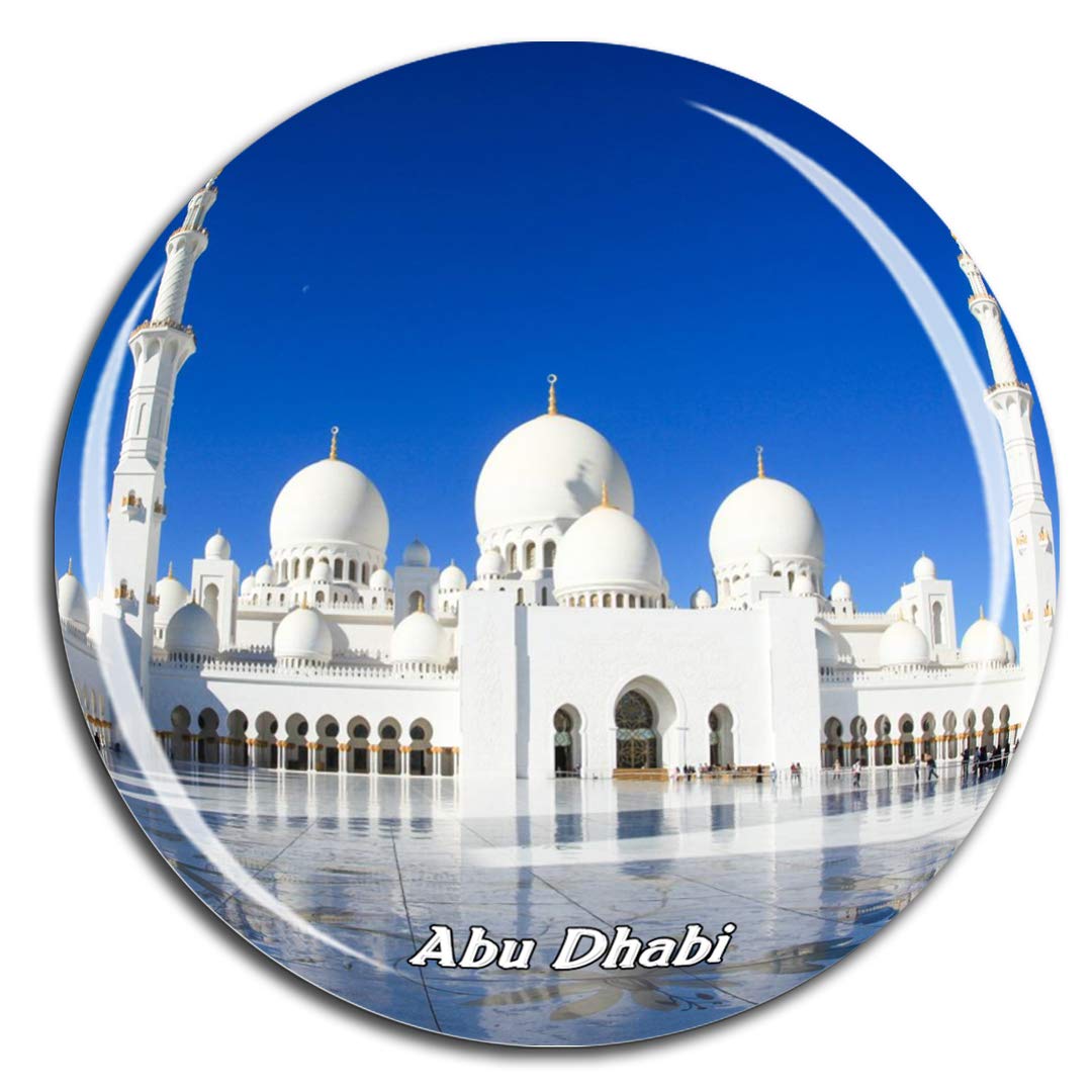 Weekino White Sheikh Zayed Grand Mosque Abu Dhabi Uae Asia Fridge Magnet 3D Crystal Glass Tourist City Travel Souvenir Collection Gift Strong Refrigerator Sticker
