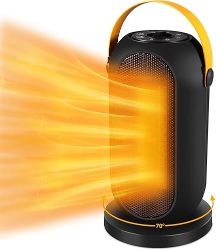 Calentador de espacio eléctrico portátil, 1200 W/600 W, calentador de habitación personal con termostato ajustable, pequeño calentador de cerámica